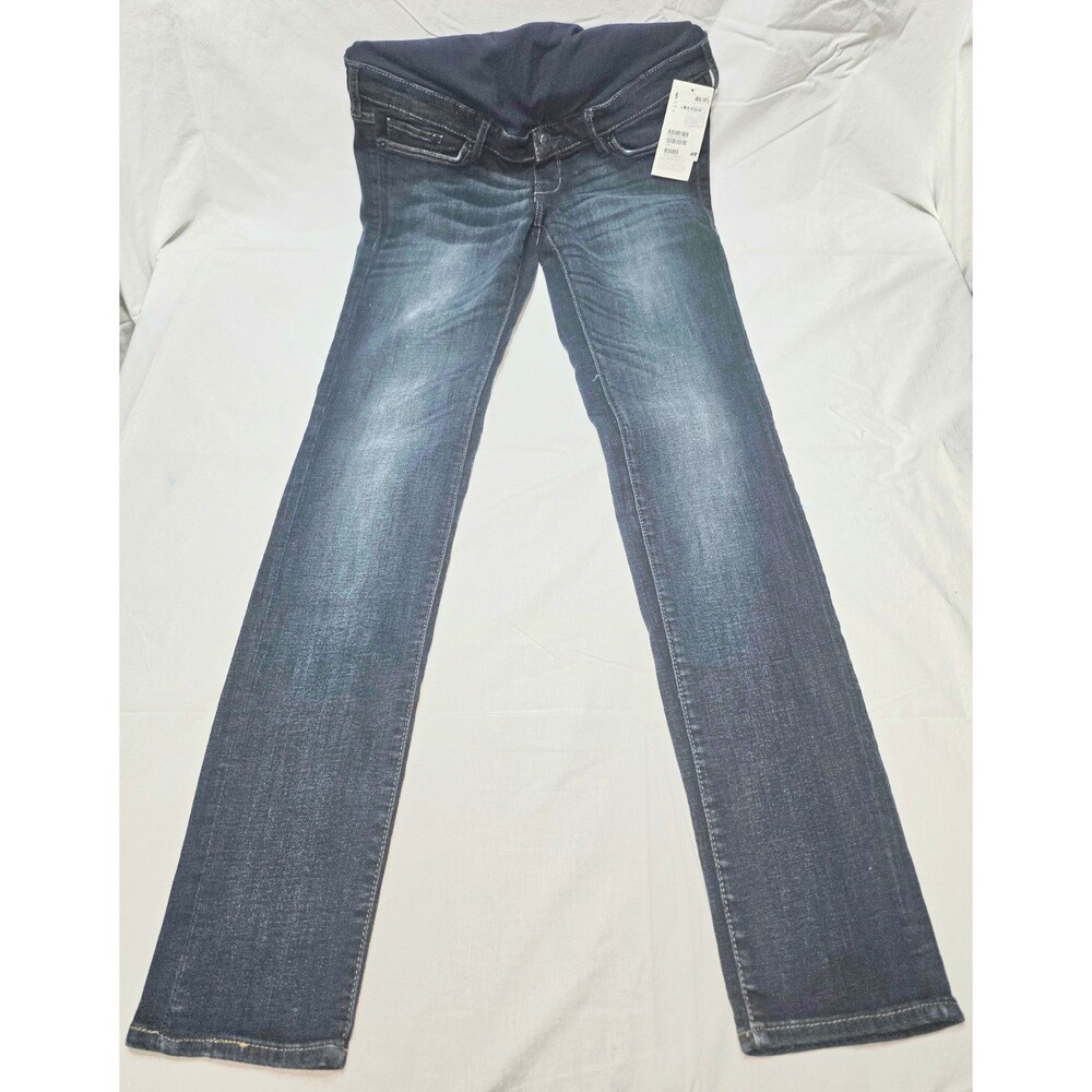 H&M Women's Maternity Dark Wash Blue Denim Slim High Rise 5-Pocket Jeans 6